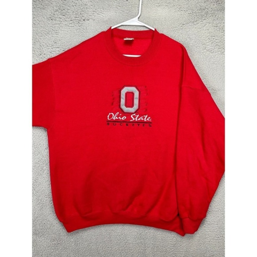 VINTAGE Ohio State Buckeyes Sweater Adult XL Red Crew Neck Sweatshirt Men B-Wear